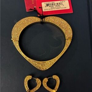 Kurt Geiger Gold Heart Bracelet and Earrings Set, brand new,can sell separately.